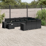 11-Delige Loungeset Met Kussens Poly Rattan Zwart