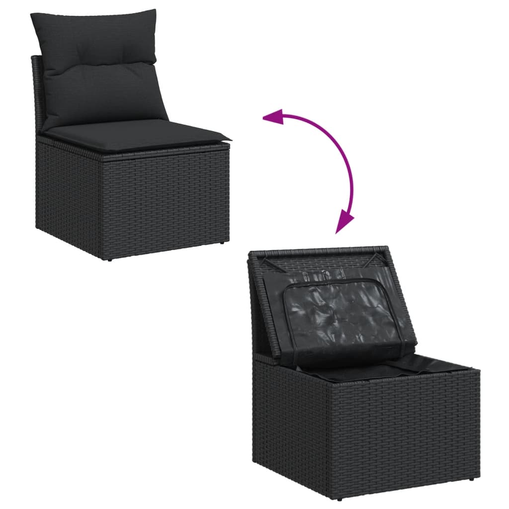 5-Delige Loungeset Met Kussens Poly Rattan Zwart