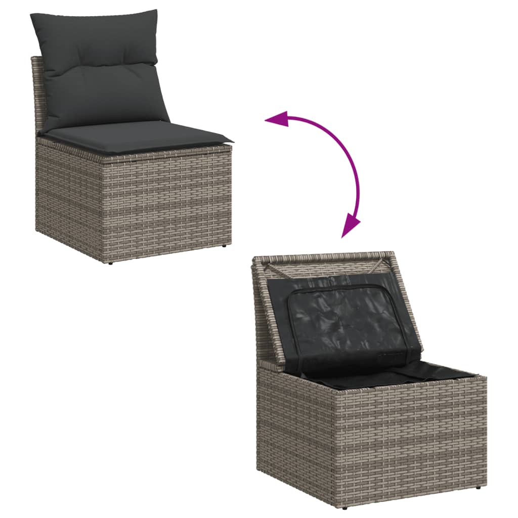 5-Delige Loungeset Met Kussens Poly Rattan Grijs