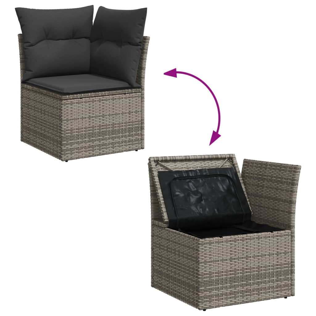 5-Delige Loungeset Met Kussens Poly Rattan Grijs