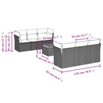 7-Delige Loungeset Met Kussens Poly Rattan Grijs