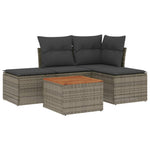 5-Delige Loungeset Met Kussens Poly Rattan Grijs