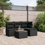 5-Delige Loungeset Met Kussens Poly Rattan Zwart