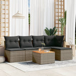 6-Delige Loungeset Met Kussens Poly Rattan Grijs