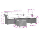 6-Delige Loungeset Met Kussens Poly Rattan Grijs