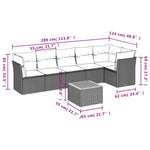 7-Delige Loungeset Met Kussens Poly Rattan Zwart