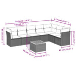 8-Delige Loungeset Met Kussens Poly Rattan Grijs