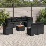 9-Delige Loungeset Met Kussens Poly Rattan Zwart