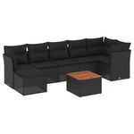 8-Delige Loungeset Met Kussens Poly Rattan Zwart
