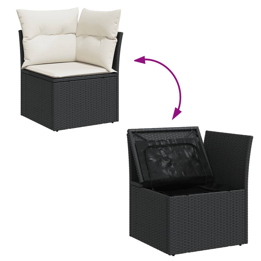 10-Delige Loungeset Met Kussens Poly Rattan Zwart