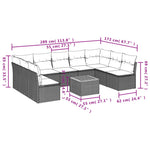 10-Delige Loungeset Met Kussens Poly Rattan Grijs