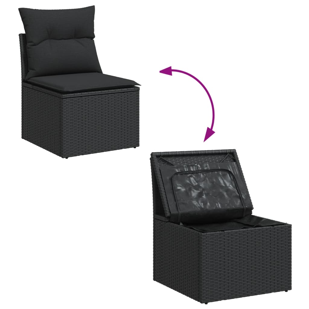 12-Delige Loungeset Met Kussens Poly Rattan Zwart