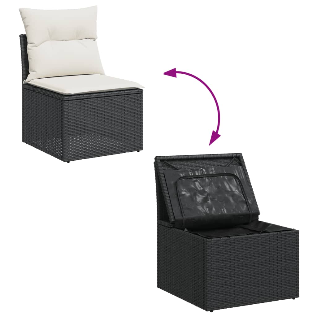 12-Delige Loungeset Met Kussens Poly Rattan Zwart