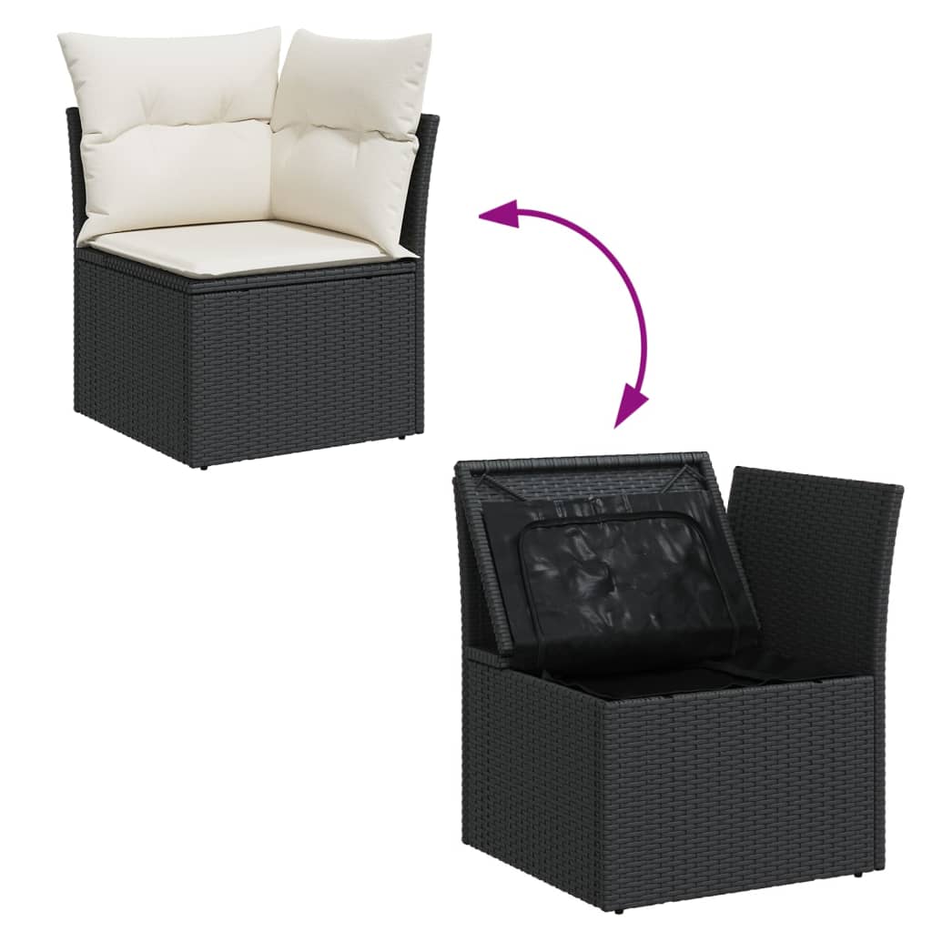 13-Delige Loungeset Met Kussens Poly Rattan Zwart