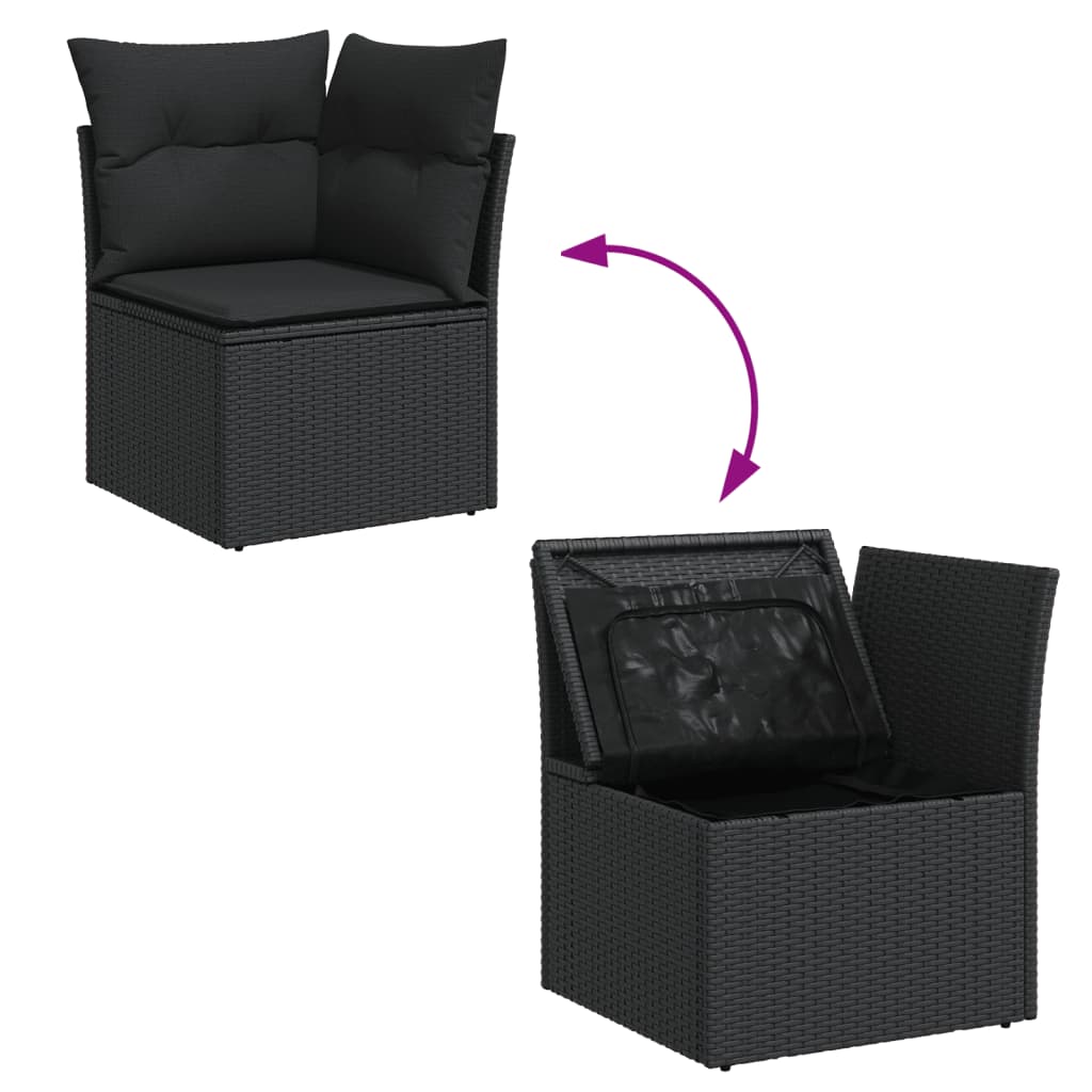 14-Delige Loungeset Met Kussens Poly Rattan Zwart