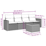 5-Delige Loungeset Met Kussens Poly Rattan Zwart