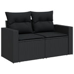 7-Delige Loungeset Met Kussens Poly Rattan Zwart
