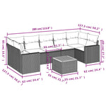 8-Delige Loungeset Met Kussens Poly Rattan Grijs