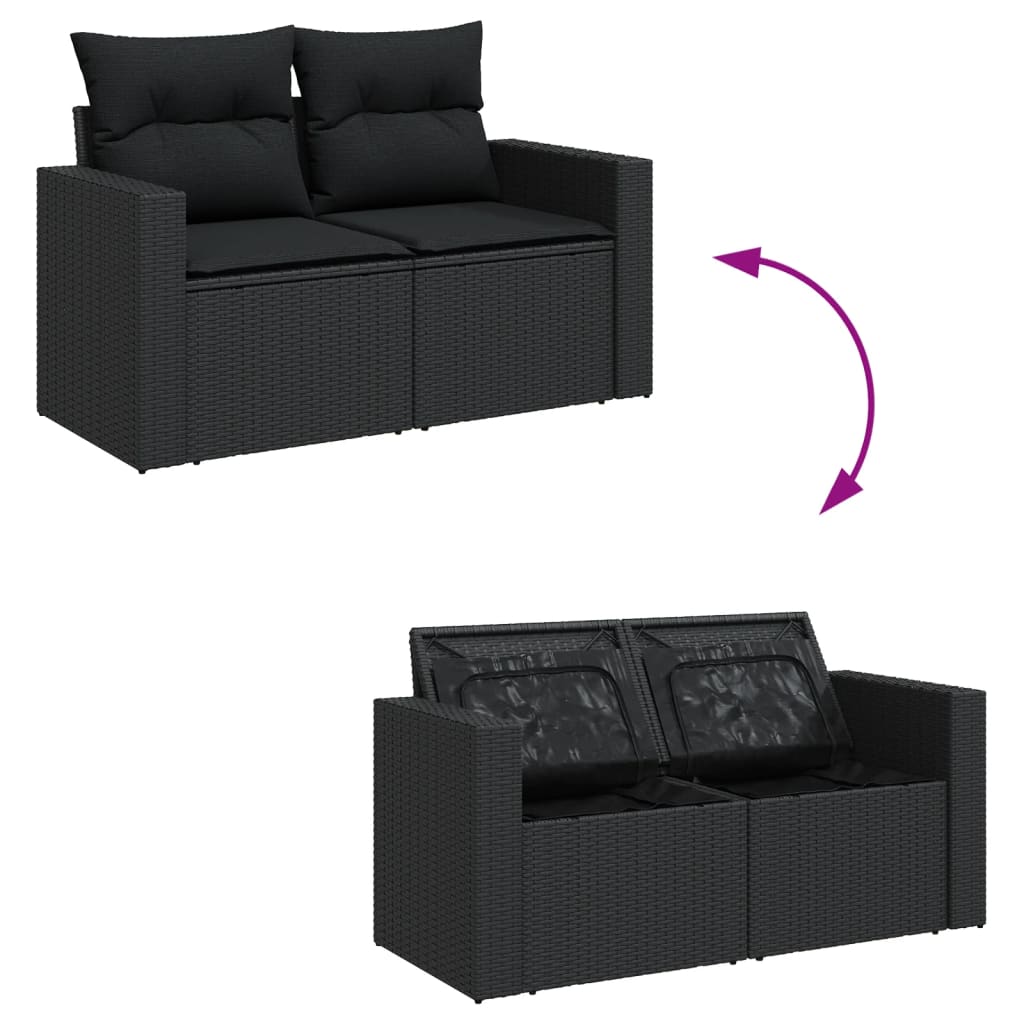 13-Delige Loungeset Met Kussens Poly Rattan Zwart