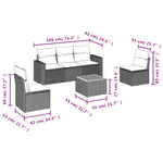 6-Delige Loungeset Met Kussens Poly Rattan Grijs