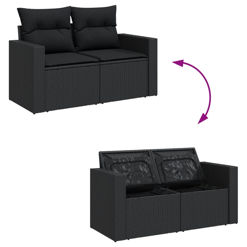 8-Delige Loungeset Met Kussens Poly Rattan Zwart