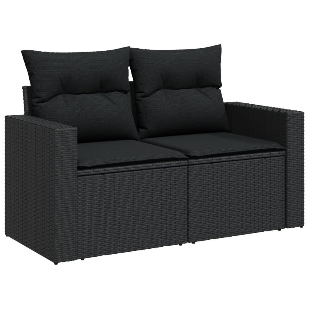 8-Delige Loungeset Met Kussens Poly Rattan Zwart