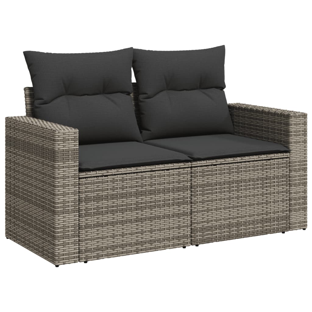 8-Delige Loungeset Met Kussens Poly Rattan Grijs