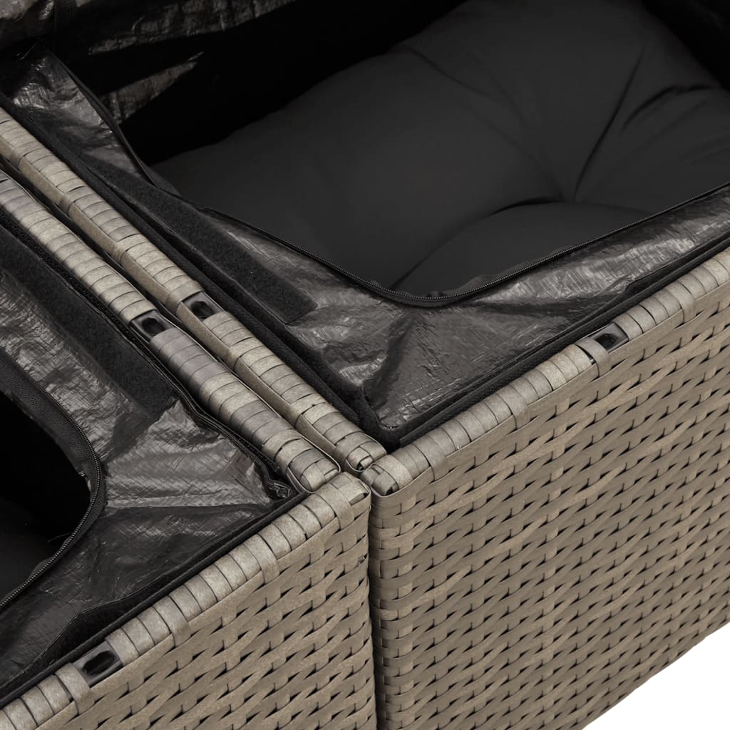 8-Delige Loungeset Met Kussens Poly Rattan Grijs