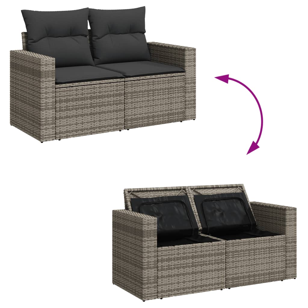 8-Delige Loungeset Met Kussens Poly Rattan Grijs