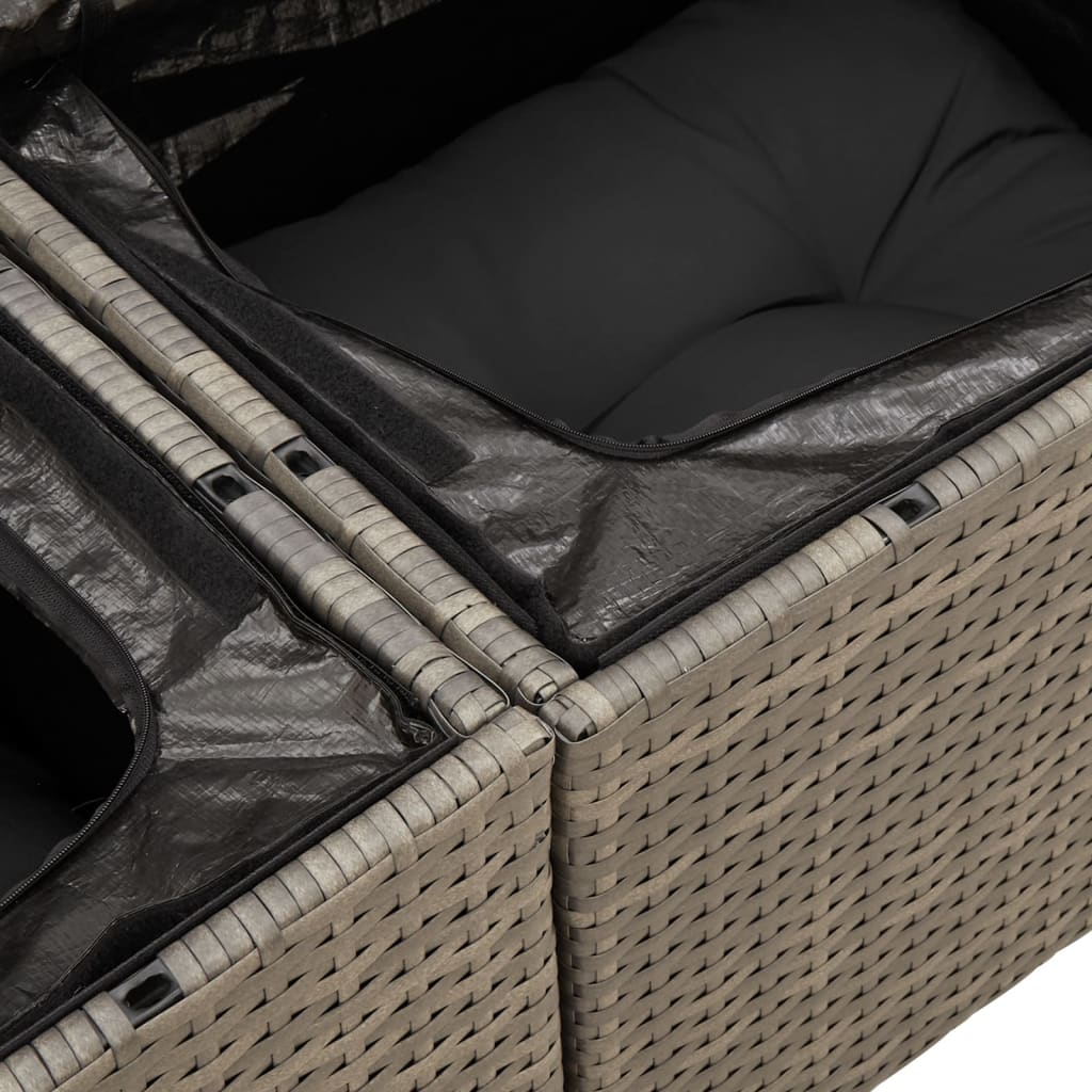9-Delige Loungeset Met Kussens Poly Rattan Grijs