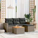 5-Delige Loungeset Met Kussens Poly Rattan Grijs