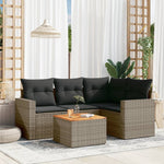 5-Delige Loungeset Met Kussens Poly Rattan Grijs