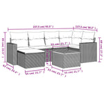 7-Delige Loungeset Met Kussens Poly Rattan Grijs