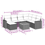 8-Delige Loungeset Met Kussens Poly Rattan Grijs