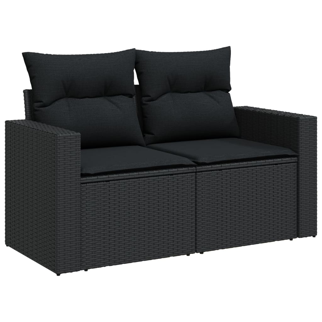 11-Delige Loungeset Met Kussens Poly Rattan Zwart