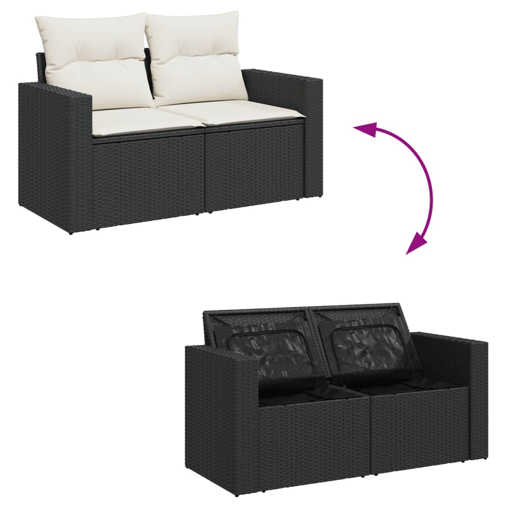 11-Delige Loungeset Met Kussens Poly Rattan Zwart