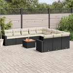12-Delige Loungeset Met Kussens Poly Rattan Zwart