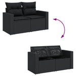 14-Delige Loungeset Met Kussens Poly Rattan Zwart