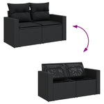 14-Delige Loungeset Met Kussens Poly Rattan Zwart