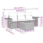 4-Delige Loungeset Met Kussens Poly Rattan Gemengd Beige