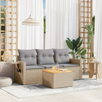 4-Delige Loungeset Met Kussens Poly Rattan Gemengd Beige