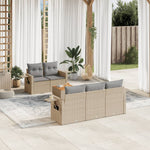 6-Delige Loungeset Met Kussens Poly Rattan Gemengd Beige