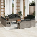 13-Delige Loungeset Met Kussens Poly Rattan Grijs