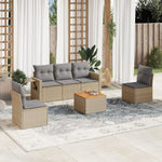 6-Delige Loungeset Met Kussens Poly Rattan Gemengd Beige