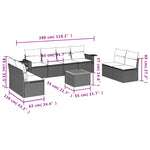 9-Delige Loungeset Met Kussens Poly Rattan Grijs