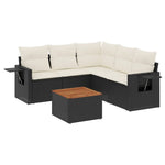 6-Delige Loungeset Met Kussens Poly Rattan Zwart
