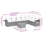 8-Delige Loungeset Met Kussens Poly Rattan Grijs