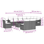 11-Delige Loungeset Met Kussens Poly Rattan Grijs