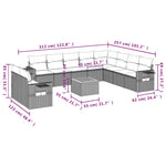 11-Delige Loungeset Met Kussens Poly Rattan Grijs