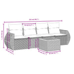 5-Delige Loungeset Met Kussens Poly Rattan Grijs